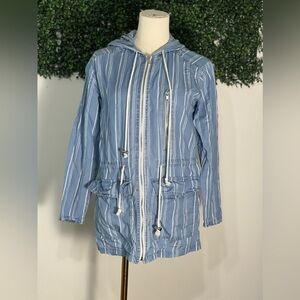 Walter Baker Women’s Blue Pinstriped Dani Chambray Jacket Size Extra Small